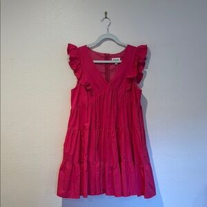 Pink Ruffled Sleeveless Dress